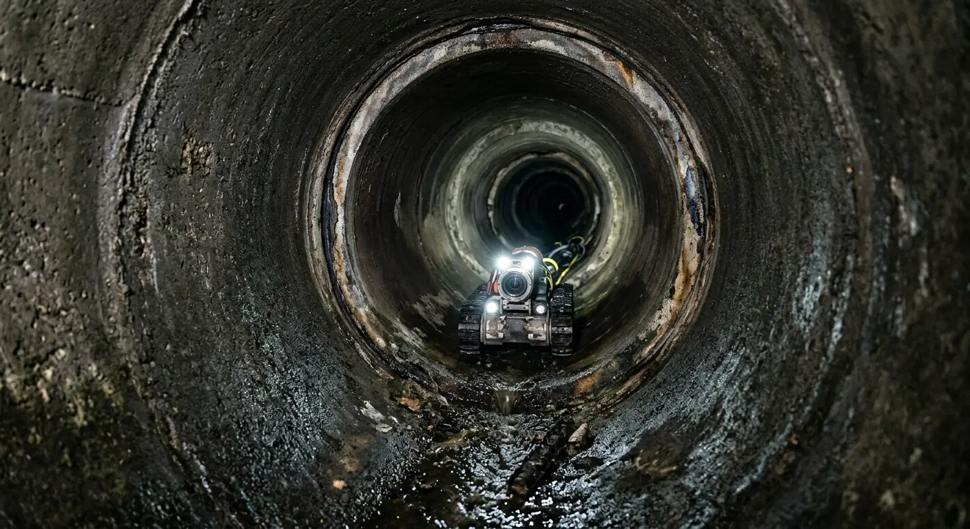 Robotic sewer camera inspecting pipe interior for Drain Snake Service in Lantana